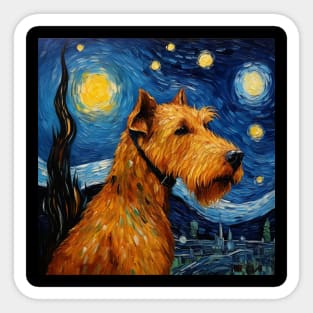 Irish Terrier painting in Starry Night style Sticker